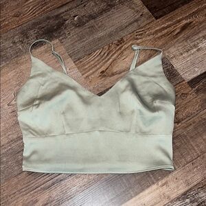 Abercrombie & Fitch Sage Green Satin Crop Top